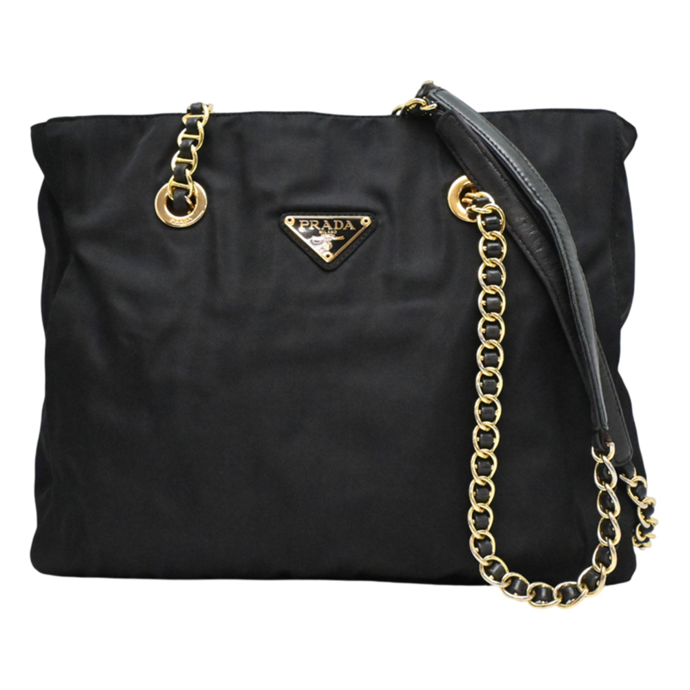 Prada Chain Shoulder Bag for Women and Men, B4831, Nylon, NERO (Black)
